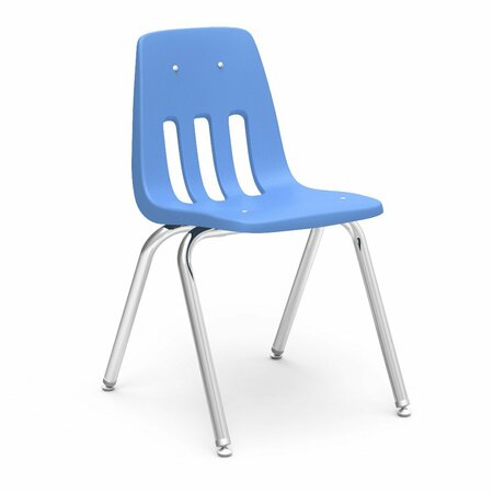 VIRCO 9000 Series 18" Classroom Chair, 5th Grade - Adult with Nylon Glides - Sky Blue Seat 9018